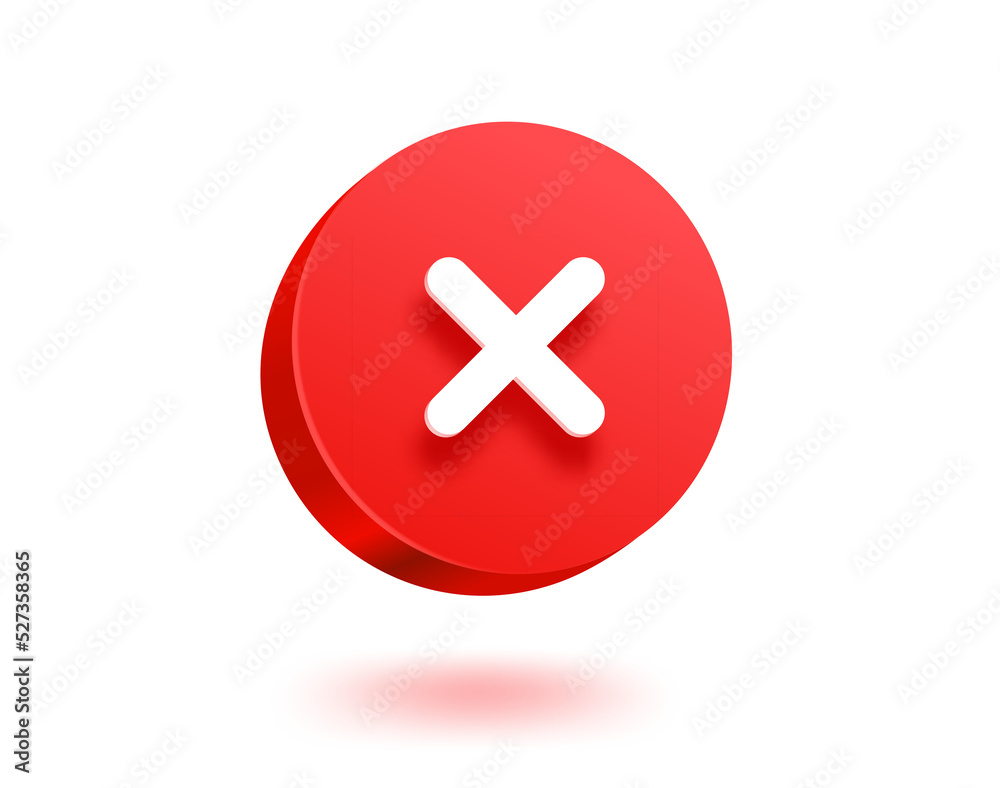 Poster red button with white cross.