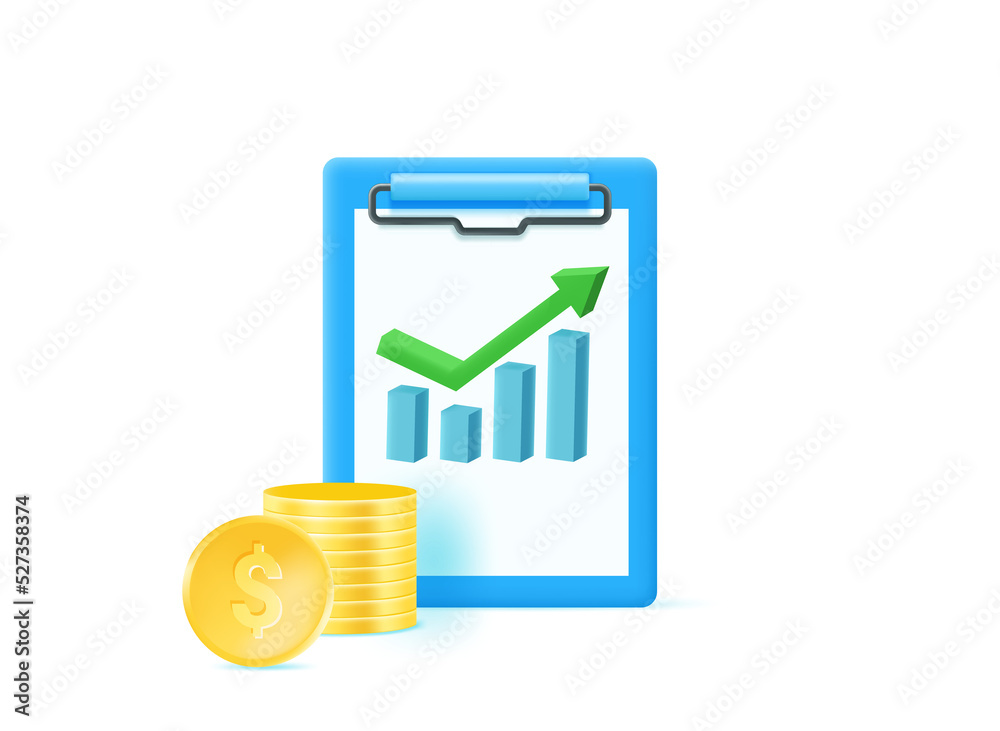 Aufkleber business report with statistics.