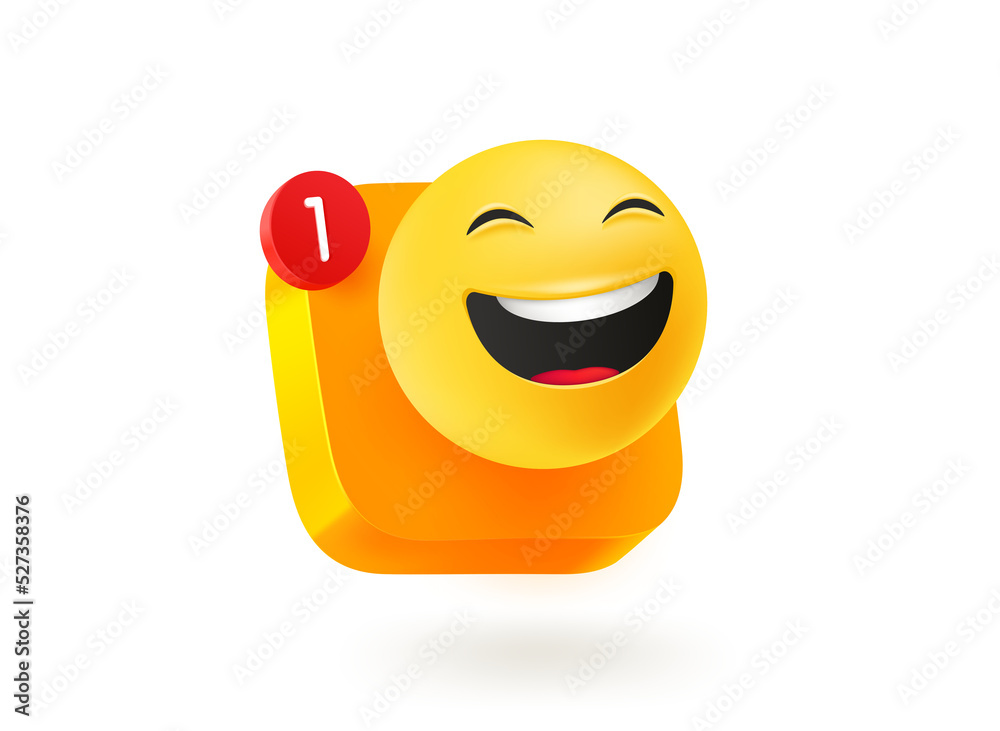 Poster smiling emoji button.