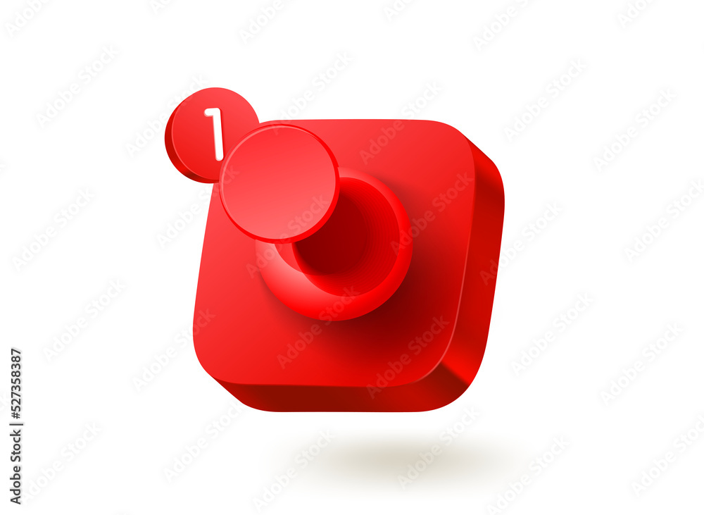 Poster red pin on button.