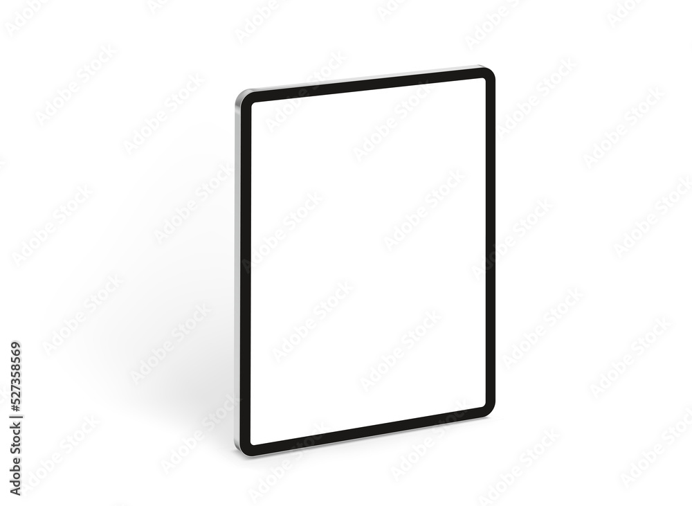 Poster Modern tablet computer in perspective with blank screen.