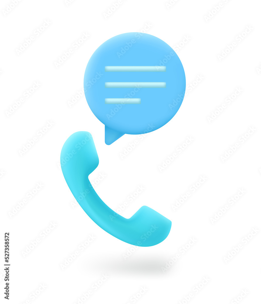 Poster telephone call concept with speech bubble and handset.