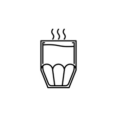 cooler glass icon with warm water on white background. simple, line, silhouette and clean style. black and white. suitable for symbol, sign, icon or logo