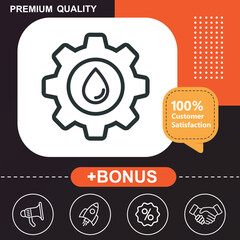 gear, machine, engine icon. With orange and black background