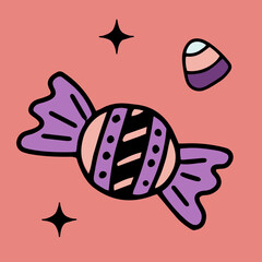 Sweets candy lollipops halloween doodle clipart vector