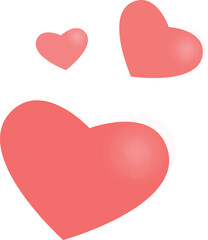 3d hearts icon. Realistic render. Love symbol