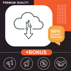 Download vector icon. With orange and black background