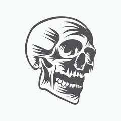Skull head vector illustration on white background.