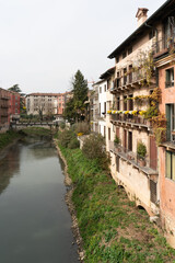 View over the river (Fiume Retrone) in Vicenza (Italy) towards Ponte San Paolo
