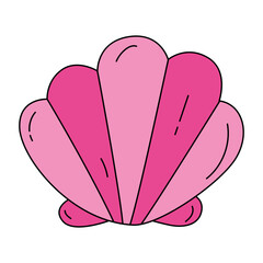 Ocean shell in cartoon style icon.