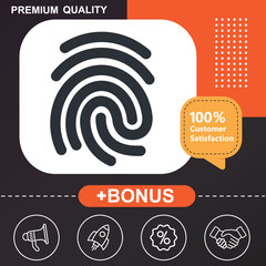 Finger print icon. With orange and black background