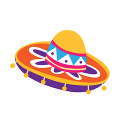 Mexican sombrero. Traditional Mexican ethnic carnival hat. Isolated illustration.