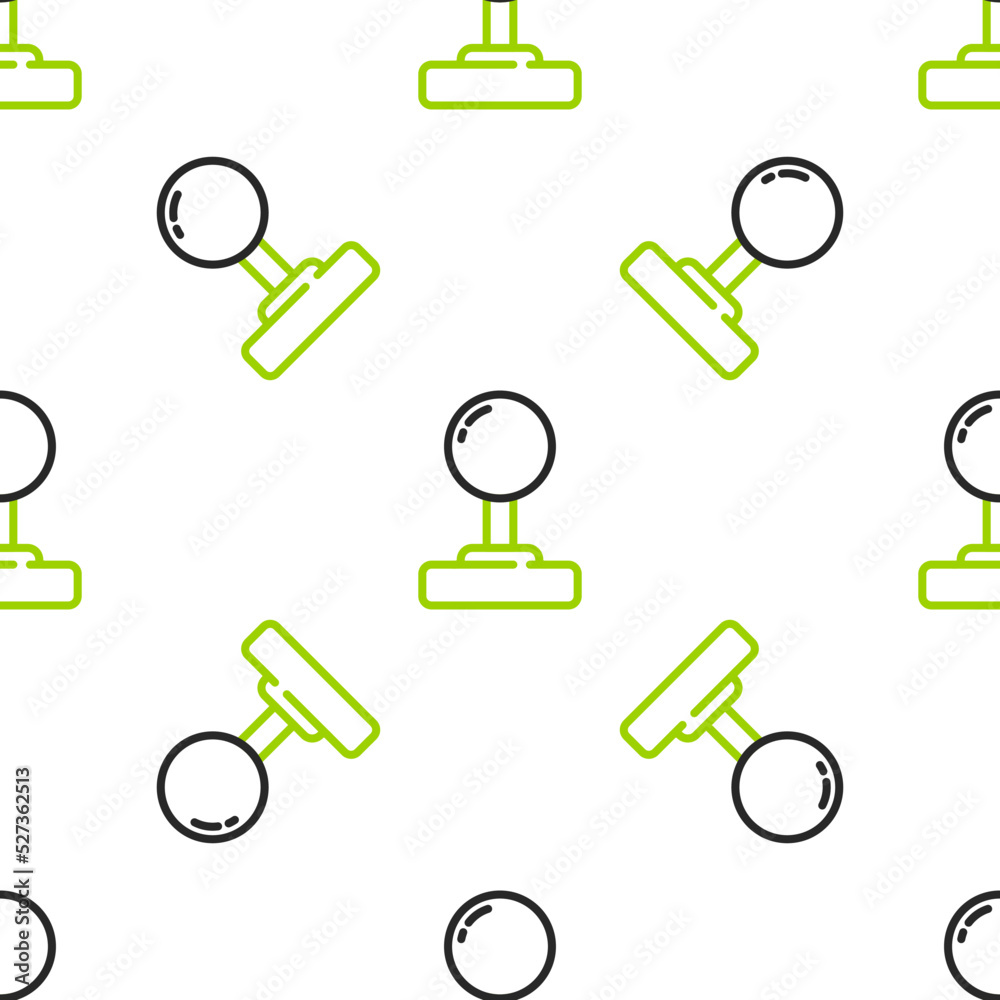 Poster line joystick for arcade machine icon isolated seamless pattern on white background. joystick gamepa
