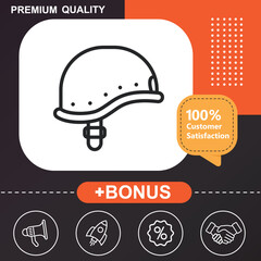 Helmet icon. With orange and black background