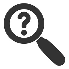 Question mark under magnifying glass, loupe - icon, illustration on white background, glyph style