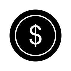 Dollar coin vector icon. For finance and business.
