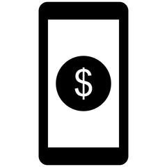 Online Banking vector icon. Smartphone with a dollar. 