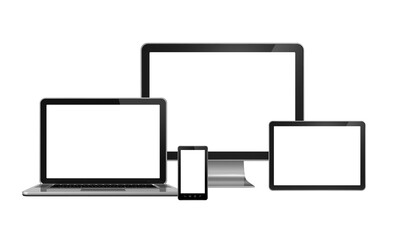 computer, laptop, mobile phone and digital tablet pc