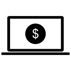 Online Banking vector icon. Laptop with a dollar sign.