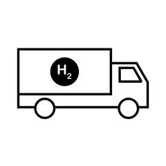 Hydrogen truck vector graphic. Lorry drives with a hydrogen motor. Small truck