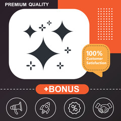 Magic stars icon. With orange and black background