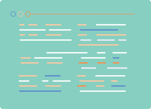 Code screen. Programming language text cartoon icon