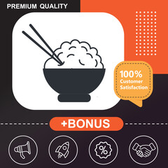 Rice icon. With orange and black background