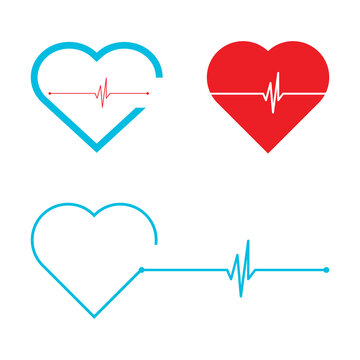heart icon with heart beat vector file set