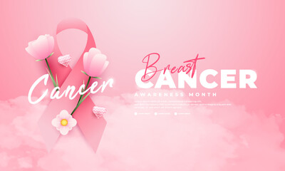 Breast Cancer Awareness Month, suitable for backgrounds, banners, posters, and others - obrazy, fototapety, plakaty
