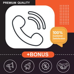 phone line icon. With orange and black background