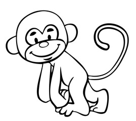 Monkey. Element for coloring page. Cartoon style.