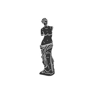 Venus Milo Icon Silhouette Illustration. Art History Vector Graphic Pictogram Symbol Clip Art. Doodle Sketch Black Sign.