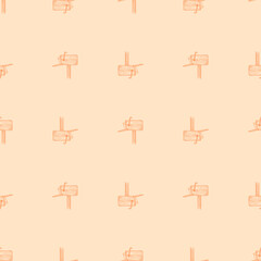 Mailbox with letter engraved seamless pattern. Vintage letterbox in hand drawn style.