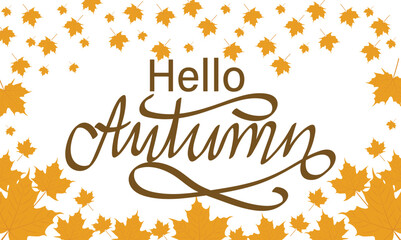 Hello Autumn Text Vector illustration