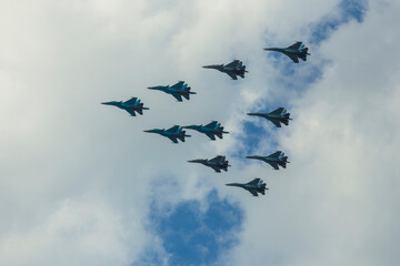 Airplanes in skies over Moscow on Victory Day