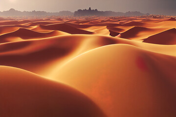 Fototapeta na wymiar desert sahara background, hot dry sand dunes, 3d render, 3d illustration