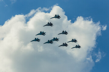 Airplanes in skies over Moscow on Victory Day