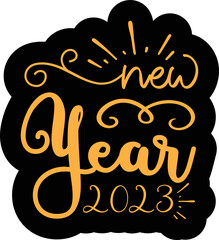 Happy new year sticker design cut files