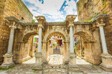 Fototapeta premium View of Hadrian's Gate in old city of Antalya