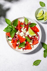 Summer watermelon salad top view