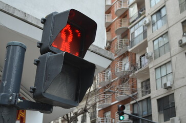 
Red pedestrian traffic light