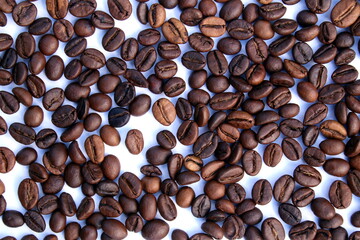 Texture from spilled coffee on a white isolated background.