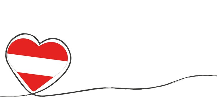 Fahne von &Ouml;sterreich in Herzform