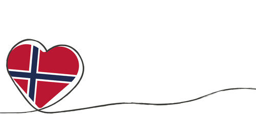Fahne von Norwegen in Herzform