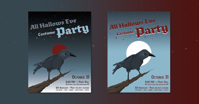 Raven Halloween Party Poster Template | All Hallows' Eve Event Flyer Template