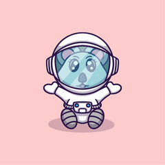 cute koala astronaut vector icon illustration