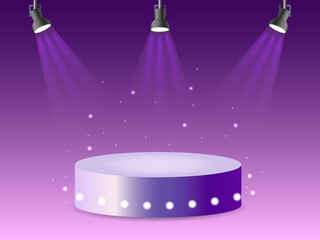 Abstract 3d room with realistic cylinder pedestal podium. Minimal scene for product display presentation. Vector geometric platform. Stage for showcase