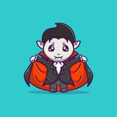 cute dracula vector icon illustration