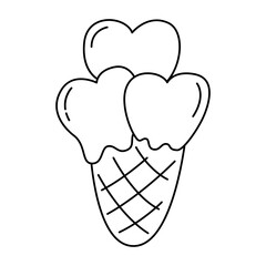 Ice cream heart line icon.