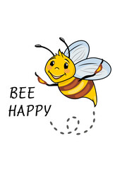 Bee happy. Cartoon drawing